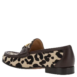 Multicolor Loafers with Brushed and All-Over Animal Print in Leather Woman