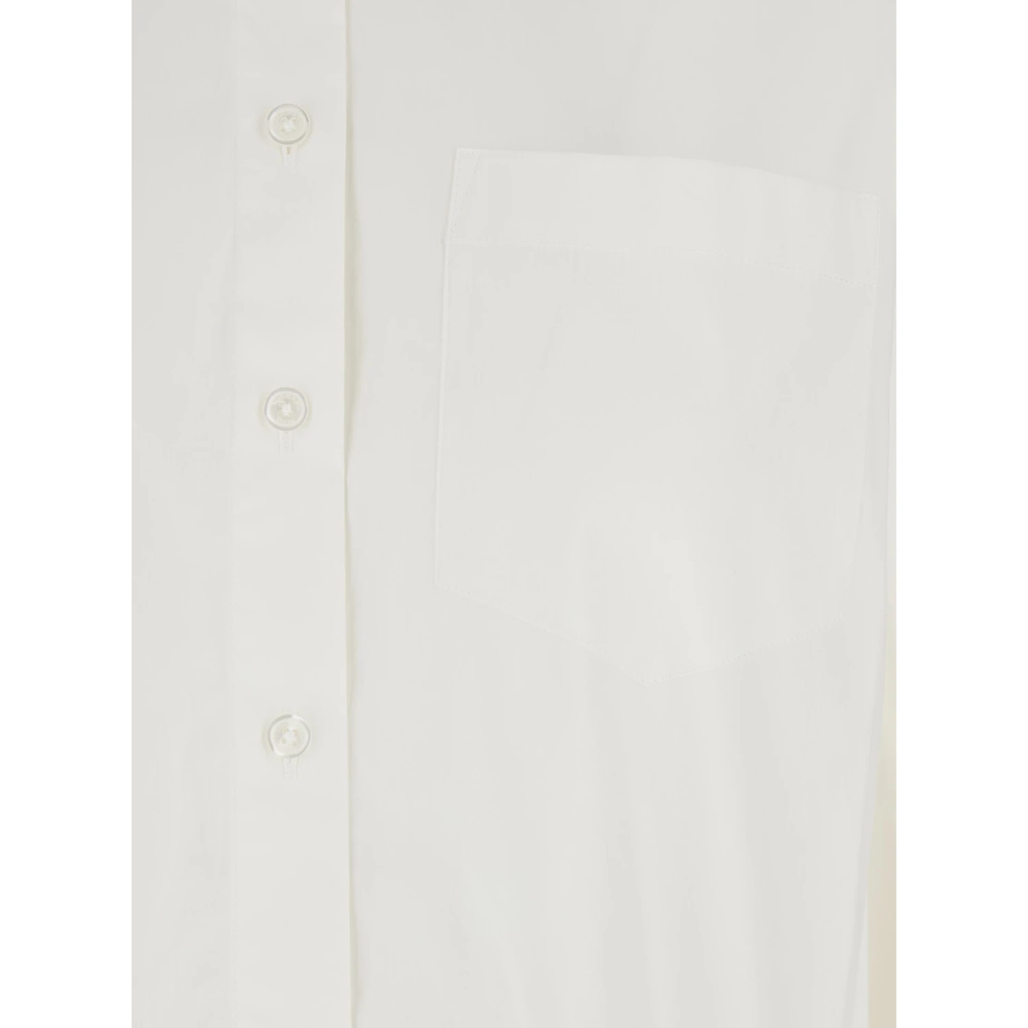 White Shirt with Button Down Collar and Logo Plaque on the Rear in Cotton Stretch Woman