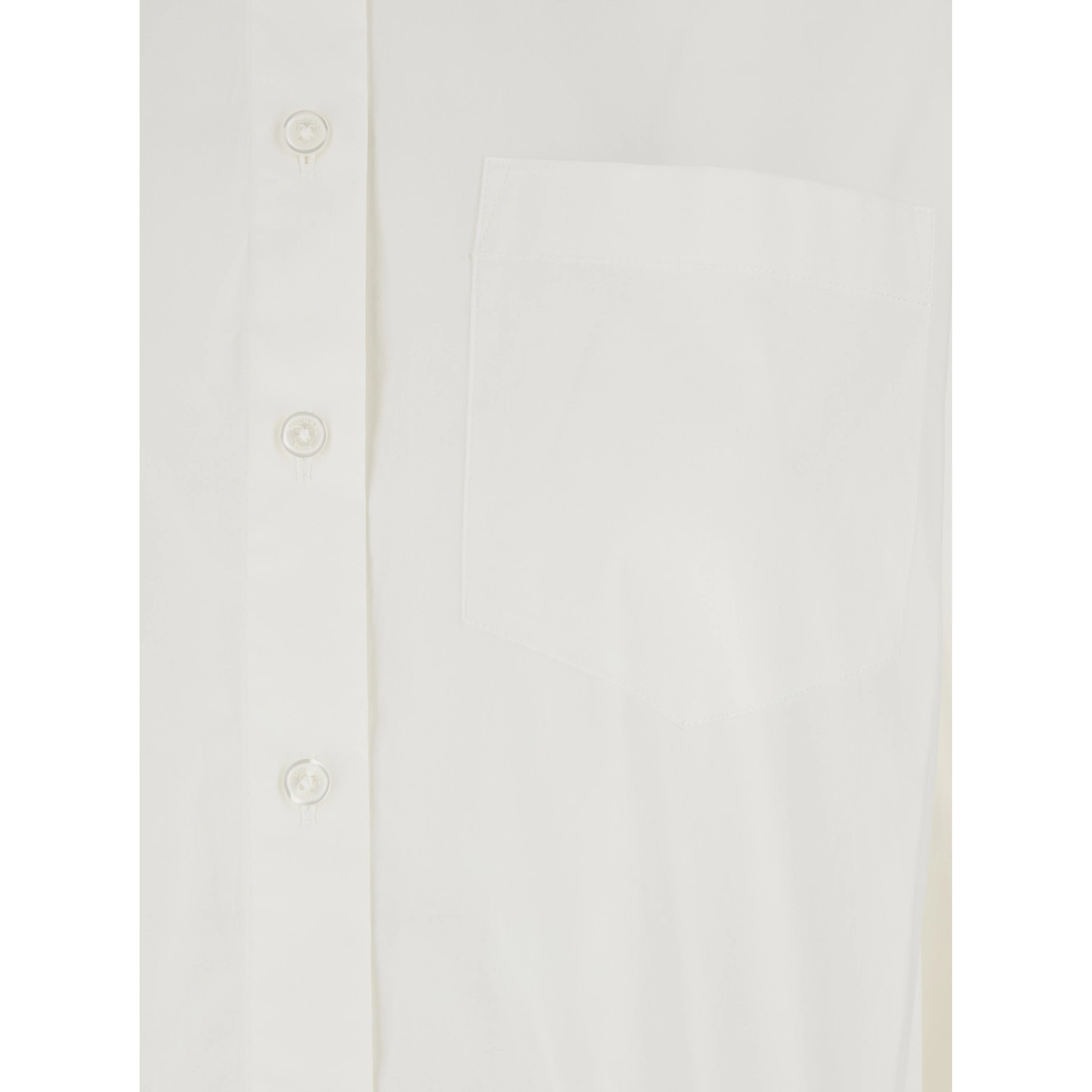 White Shirt with Button Down Collar and Logo Plaque on the Rear in Cotton Stretch Woman