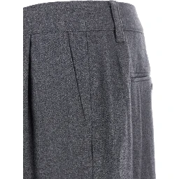 Grey Tailored Trousers with Front Pleats in Fabric Man
