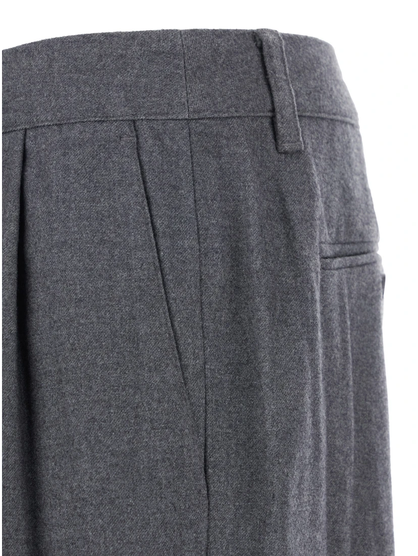 Grey Tailored Trousers with Front Pleats in Fabric Man