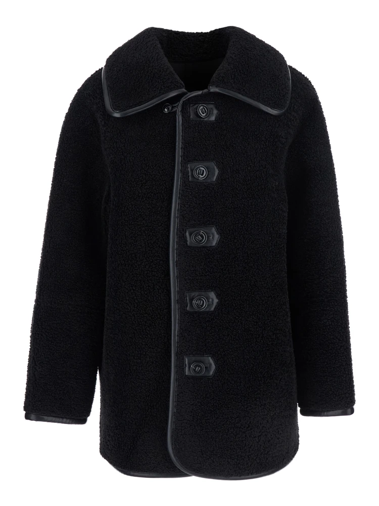 Black Jacket with Reversible Design in Faux Fur Woman