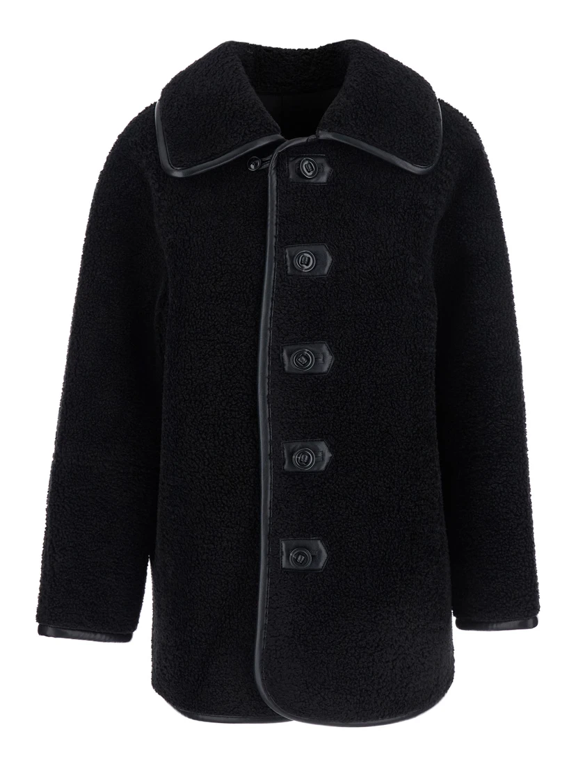 Black Jacket with Reversible Design in Faux Fur Woman