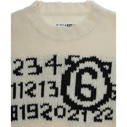 White Jumper with Maxi Logo on Front in Wool Boy