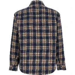 Multicolor Checkered Shirt with Front Logo Patch in Flannel Man
