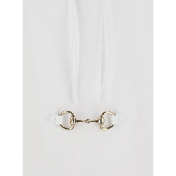 White Shirt with Pointed Collar with Tie Detail and Horsebit in Cotton Woman