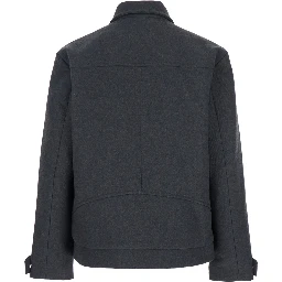 Peter Black Jacket with Classic Collar and Front Zip Closure in Wool Blend Man