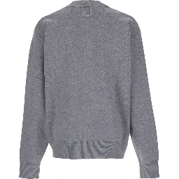 Grey V-Neck Cardigan with Dropped Shoulders in Cotton Man