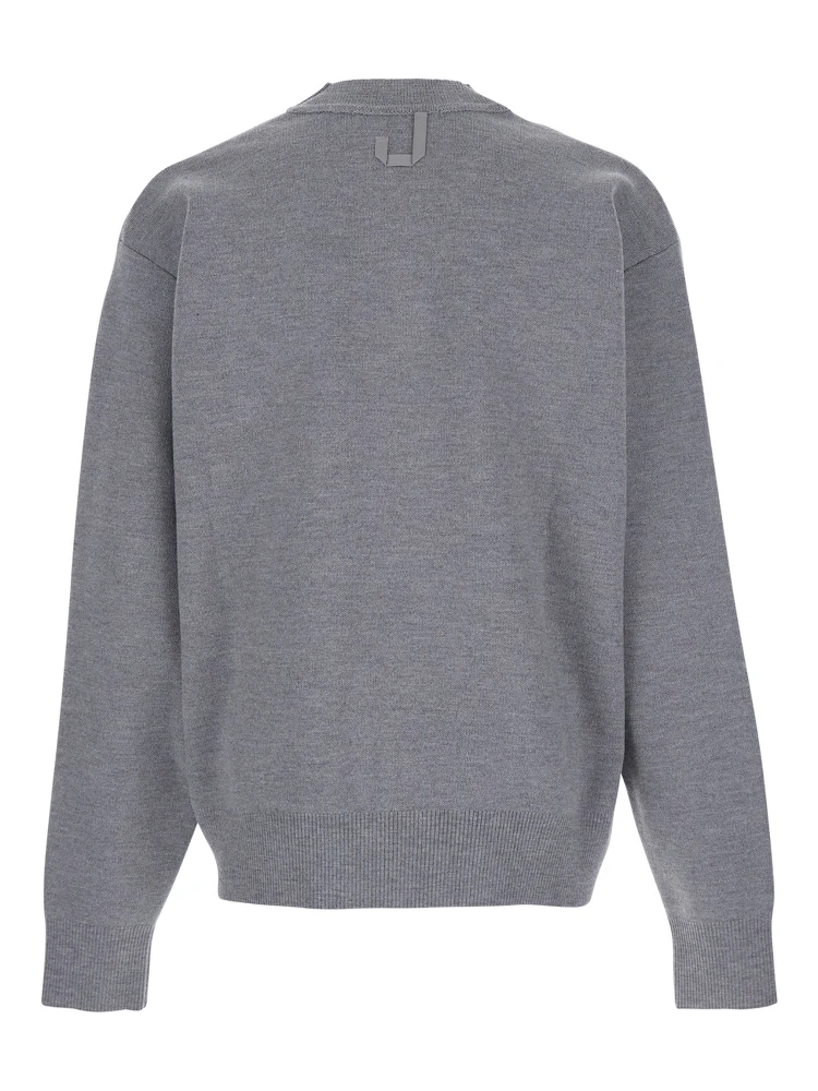 Grey V-Neck Cardigan with Dropped Shoulders in Cotton Man alternative