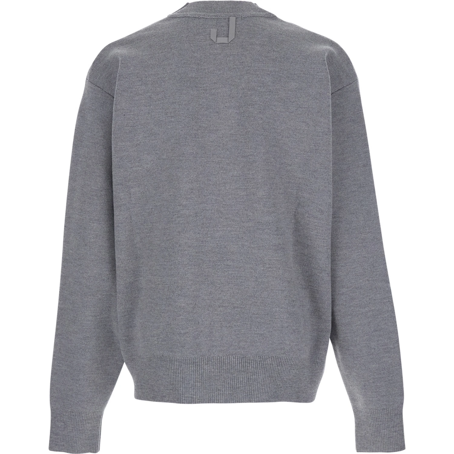 Grey V-Neck Cardigan with Dropped Shoulders in Cotton Man