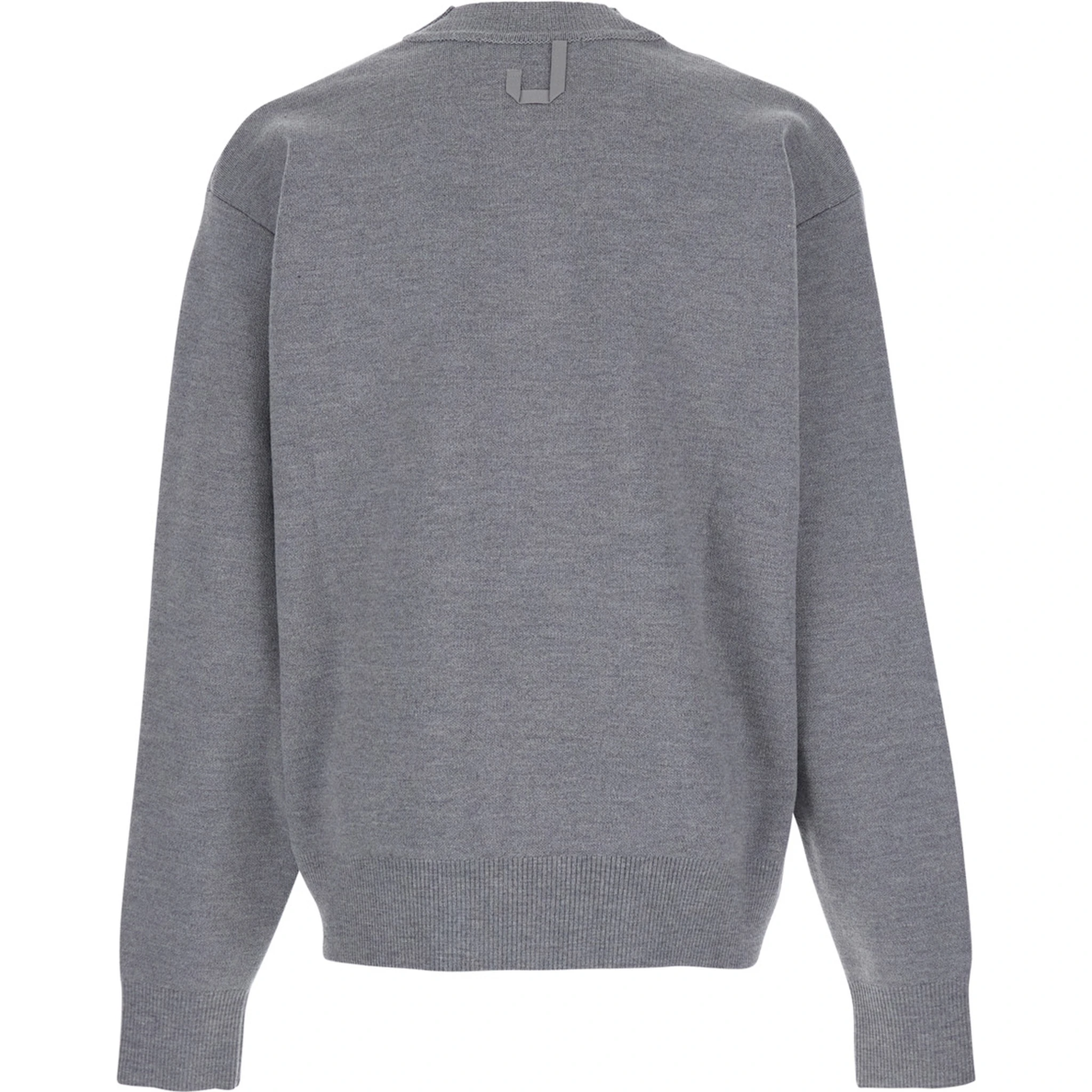 Grey V-Neck Cardigan with Dropped Shoulders in Cotton Man