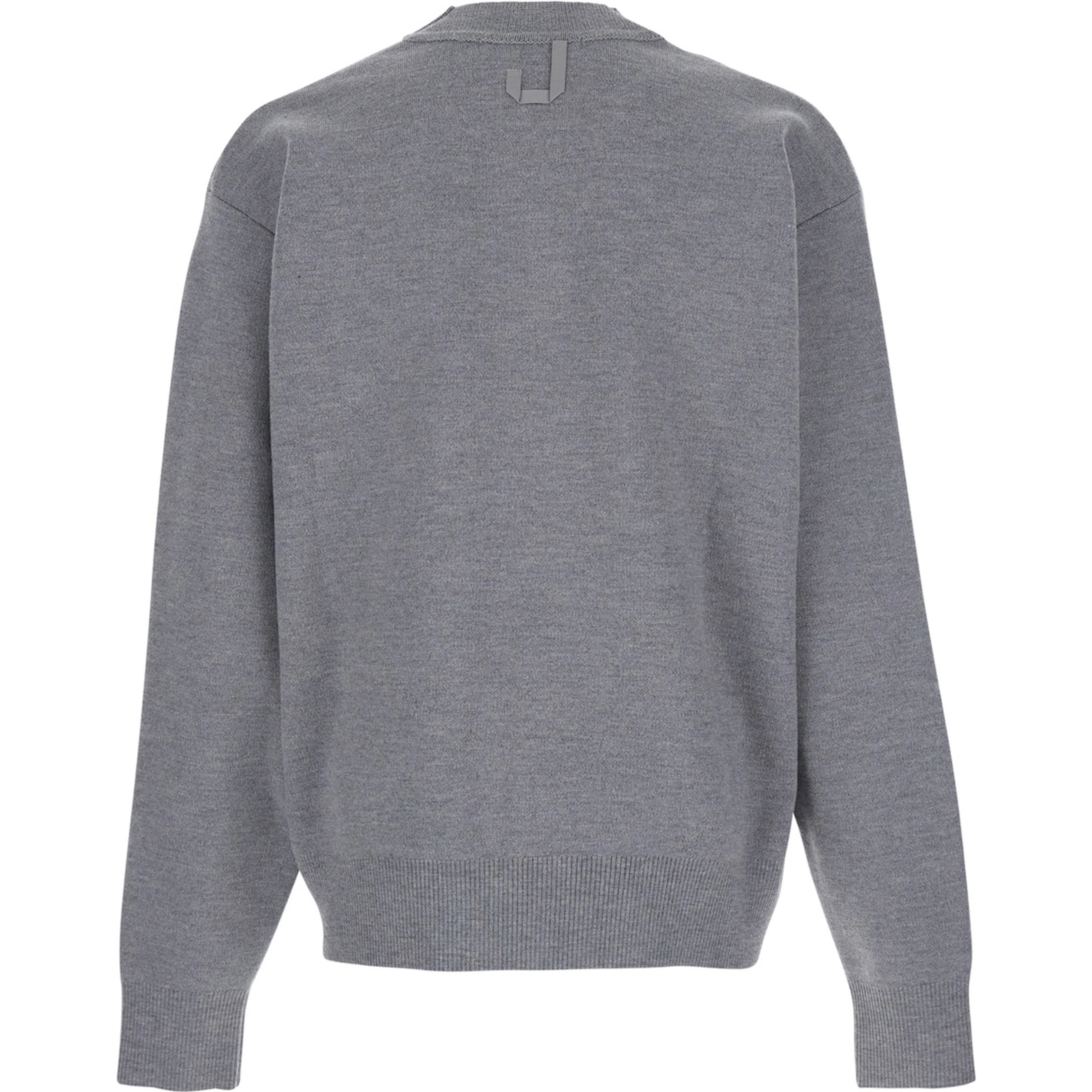 Grey V-Neck Cardigan with Dropped Shoulders in Cotton Man