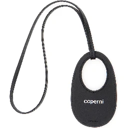 Black Charm with Built-In Mirror and Logo Lettering on the Front in Leather Woman