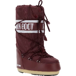 Icon Bordeaux Snow Boots with Maxi Logo Print on the Side in Tech Fabric Woman