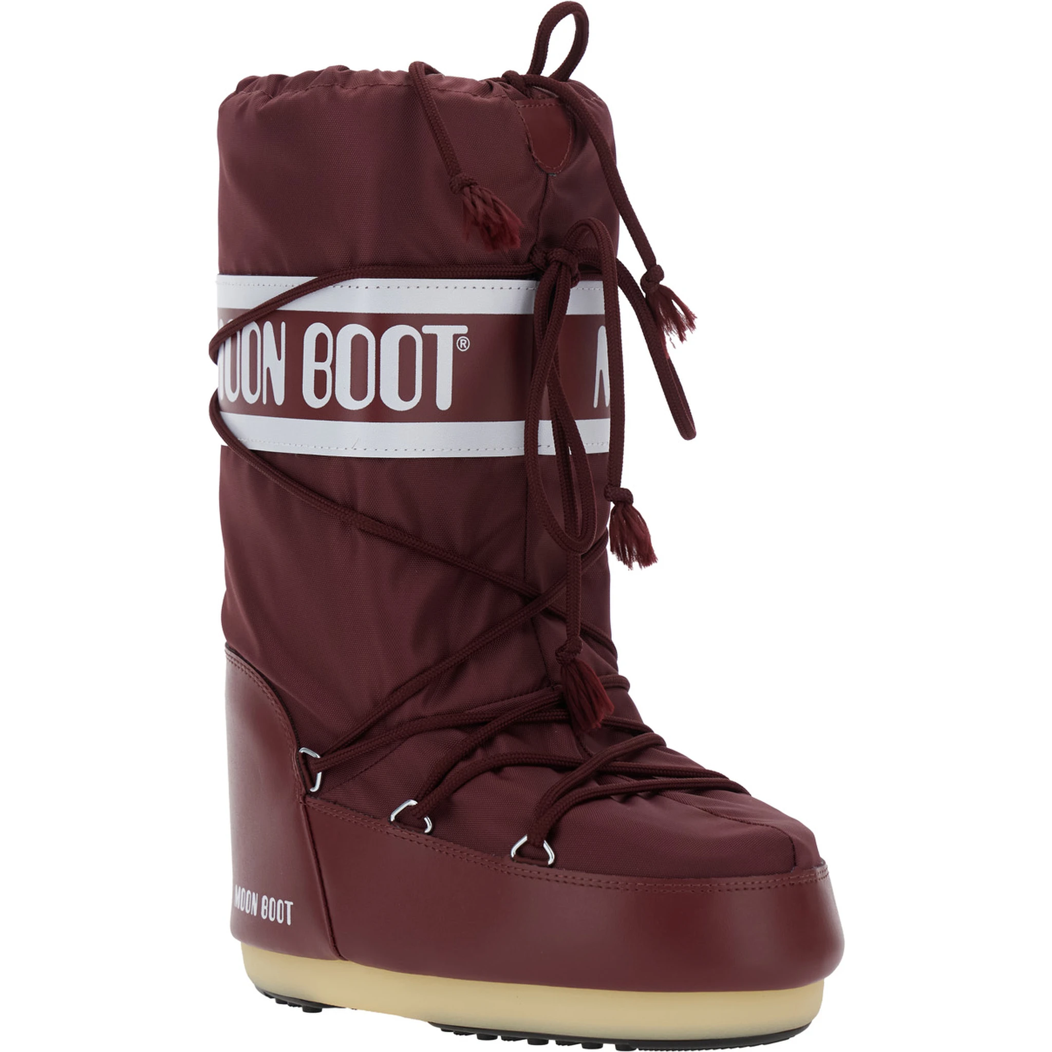 Icon Bordeaux Snow Boots with Maxi Logo Print on the Side in Tech Fabric Woman