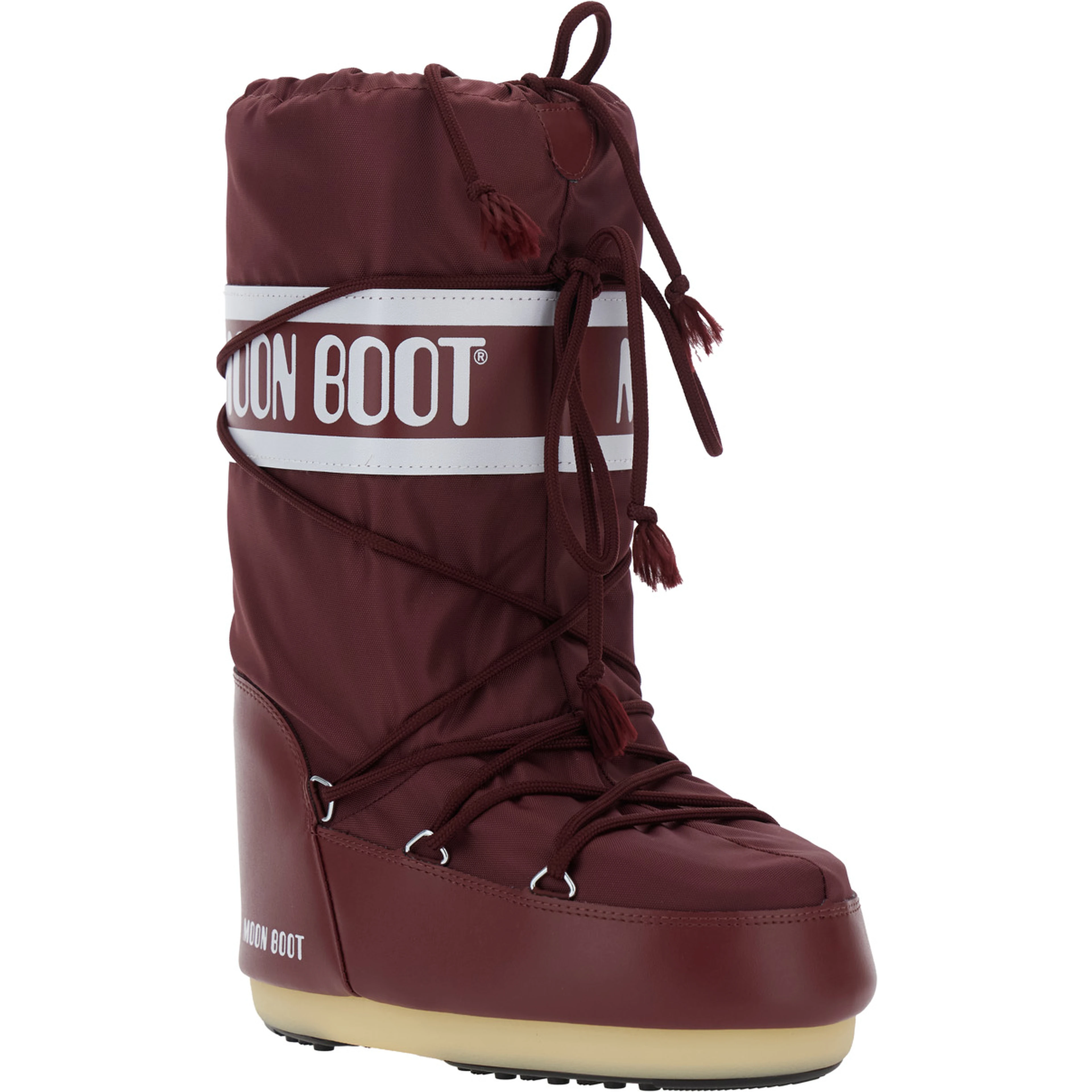 Icon Bordeaux Snow Boots with Maxi Logo Print on the Side in Tech Fabric Woman