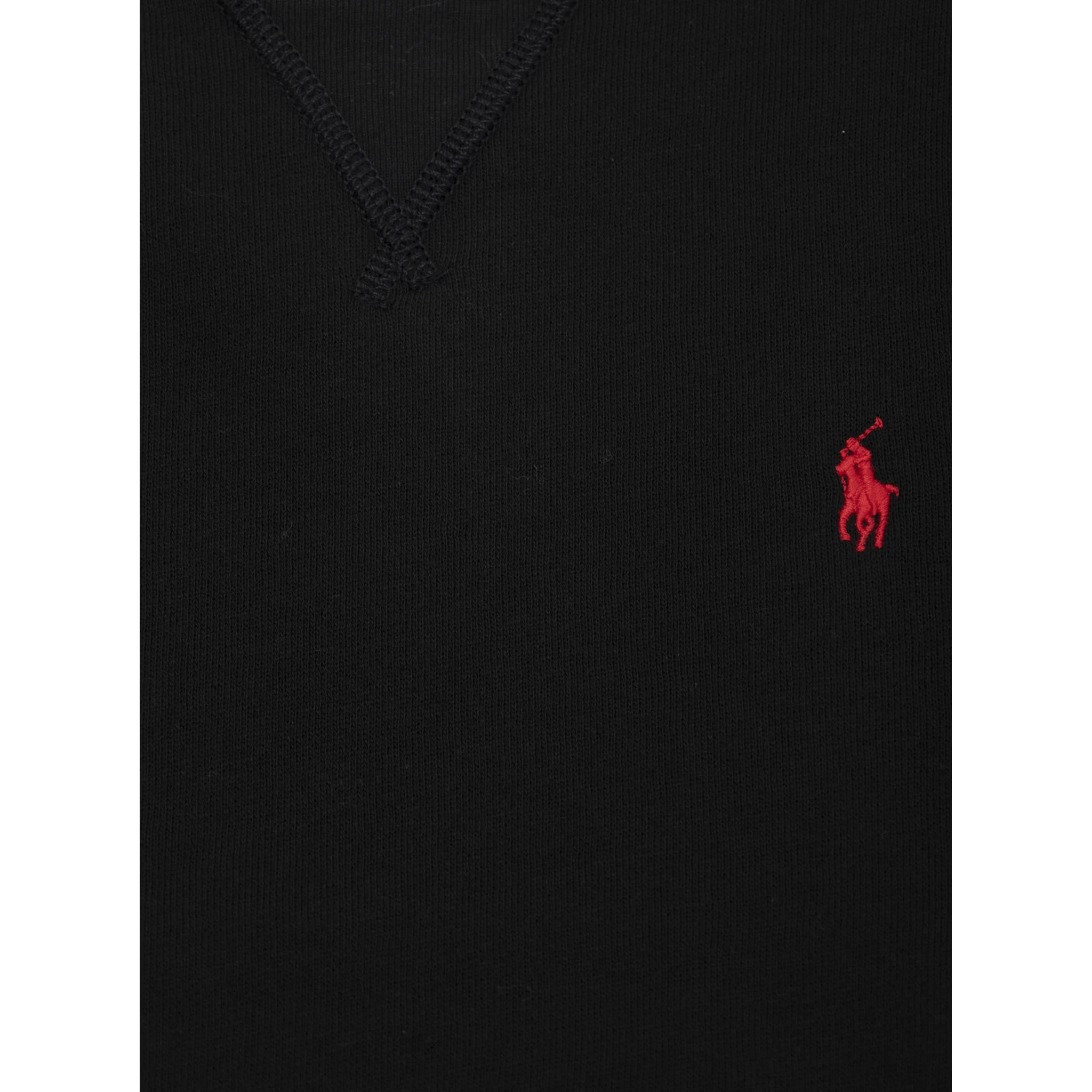 Black Sweater with V Neck and Pony Embroidery on the Front in Cotton Blend Boy