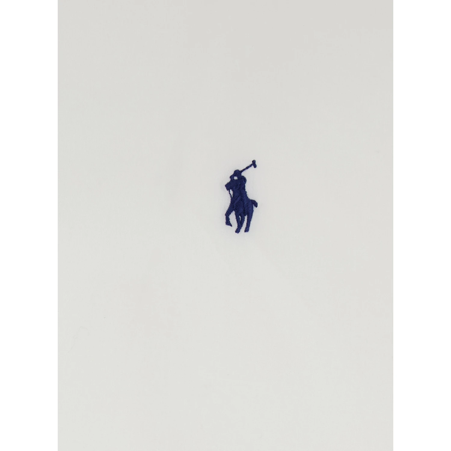 Custom Fit White Shirt with Button-Down Colllar and Pony Embroidery on the Front in Cotton Popeline Stretch Woman