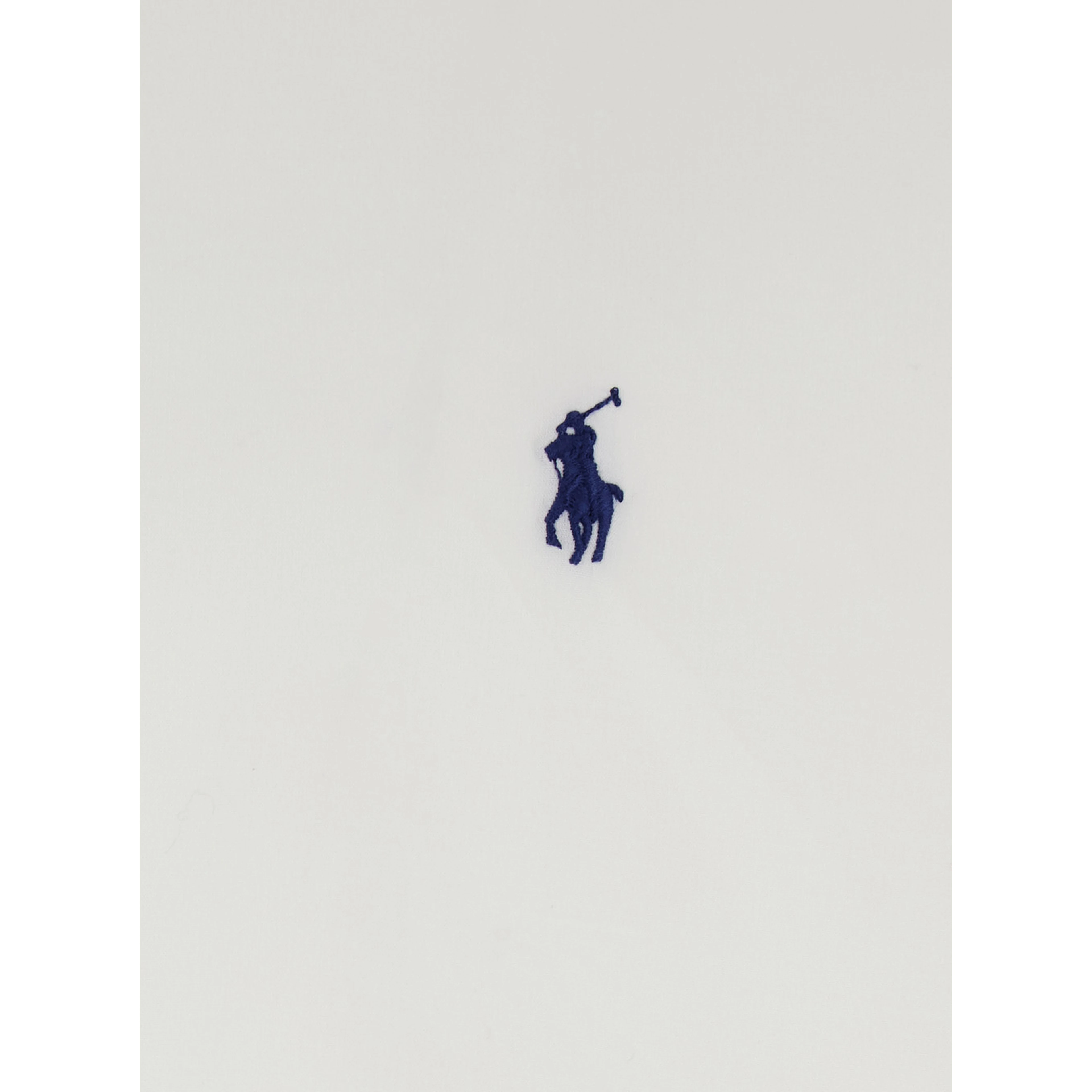 Custom Fit White Shirt with Button-Down Colllar and Pony Embroidery on the Front in Cotton Popeline Stretch Woman