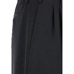 Cocon Black Pants with Belt Loops in Wool Woman
