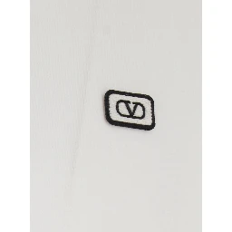 White Crewneck T-Shirt with VLogo on the Front in Cotton Man