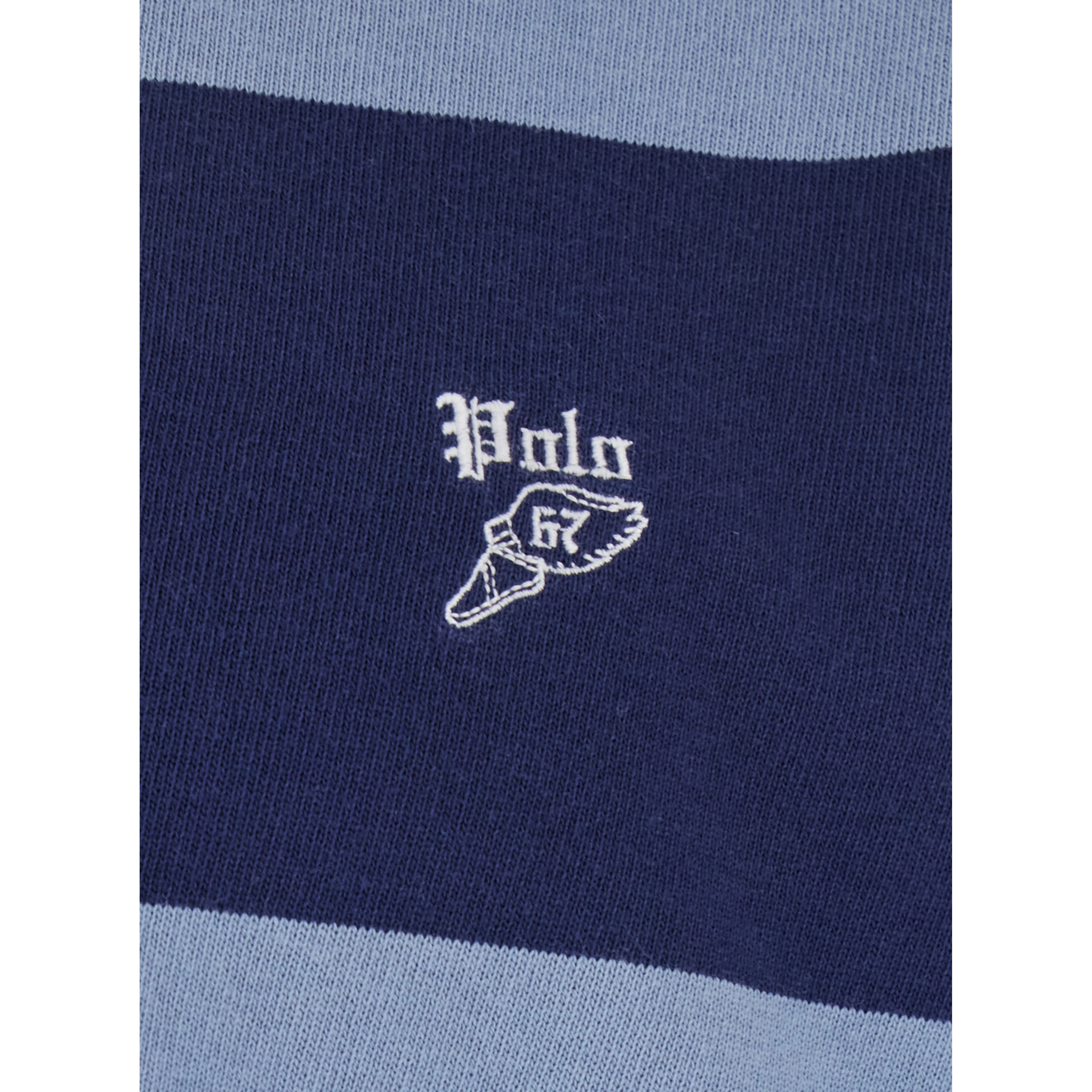 "Rugby" Multicolor Polo Shirt with Logo Embroidery on the Front and All-Over Striped Motif in Cotton Man