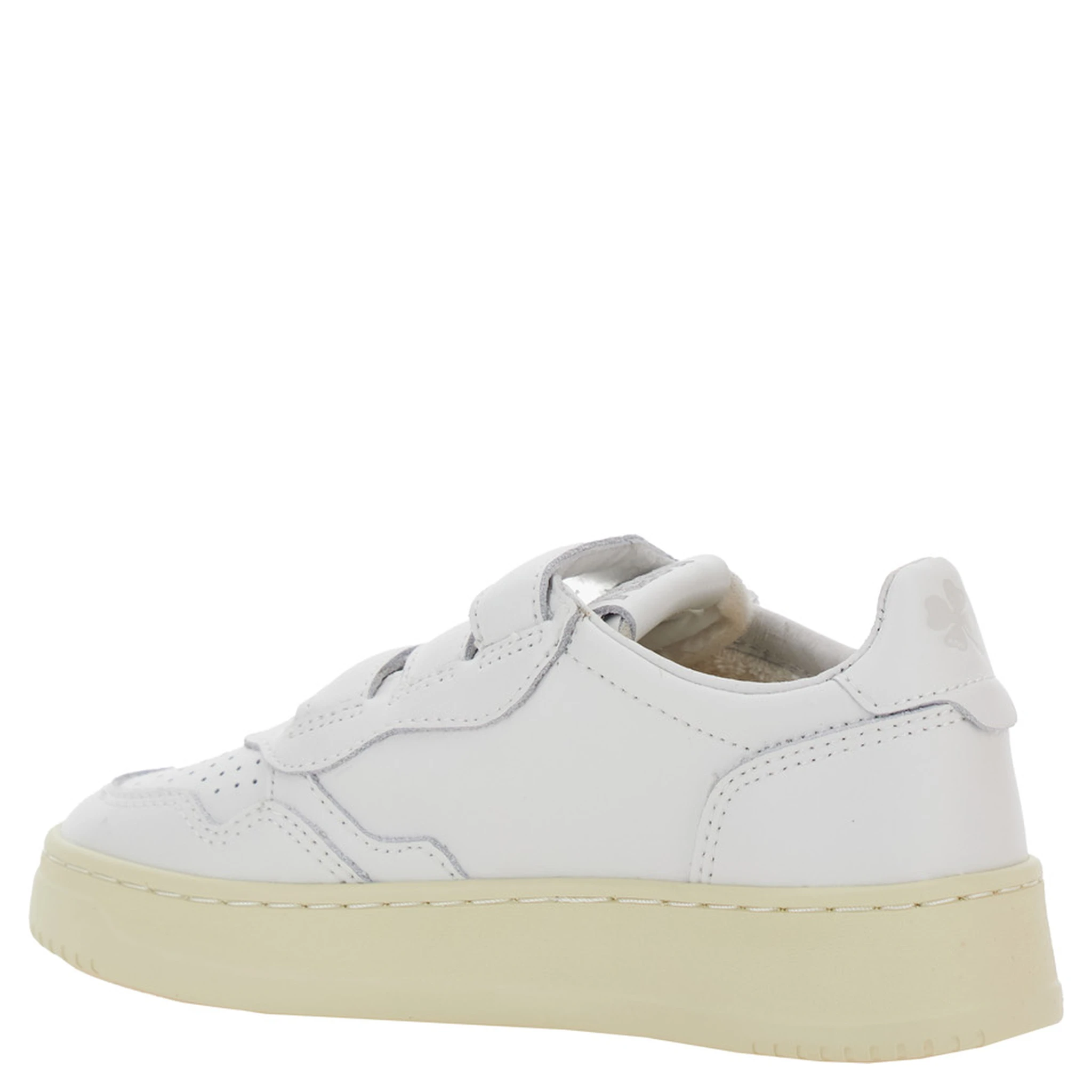 Kidstripes White Low Top Sneakers with Logo Patch on Tongue and Side in Leather Boy