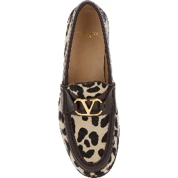Multicolor Loafers with Brushed and All-Over Animal Print in Leather Woman