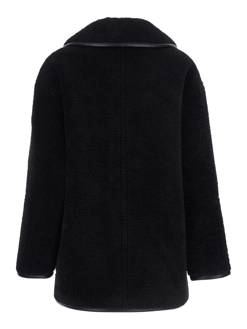 Black Jacket with Reversible Design in Faux Fur Woman