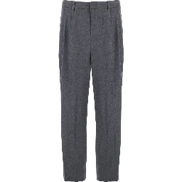 Grey Tailored Trousers with Front Pleats in Fabric Man