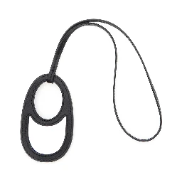 Black Charm with Built-In Mirror and Logo Lettering on the Front in Leather Woman