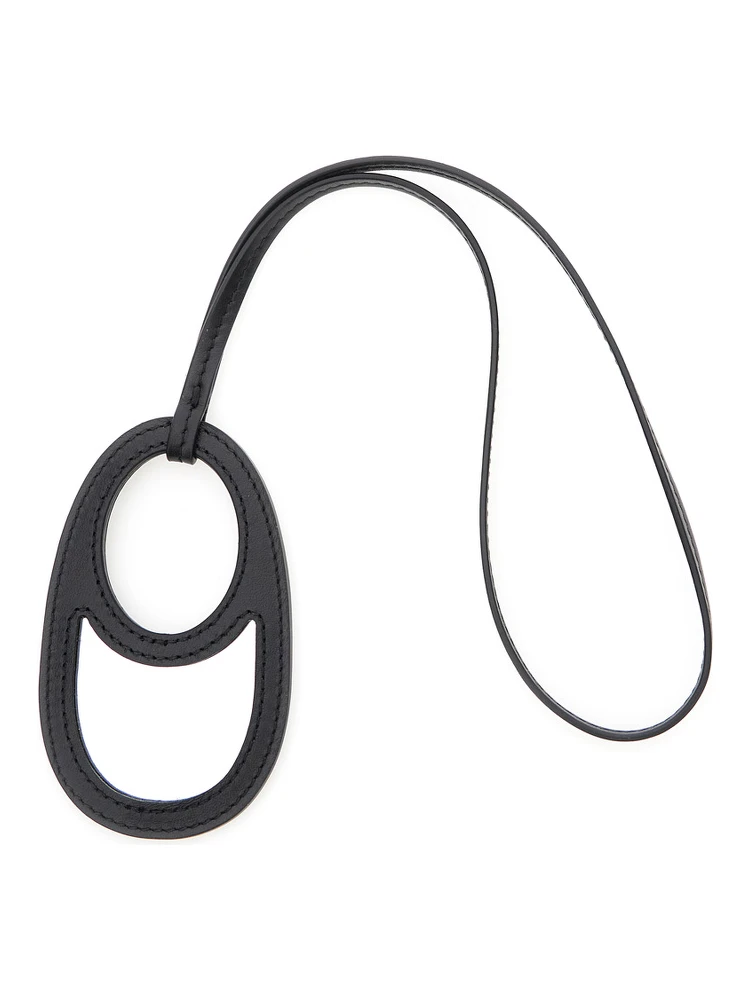 Black Charm with Built-In Mirror and Logo Lettering on the Front in Leather Woman alternative