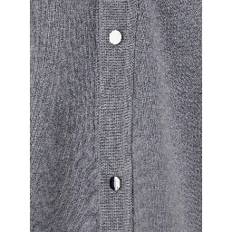 Grey V-Neck Cardigan with Dropped Shoulders in Cotton Man