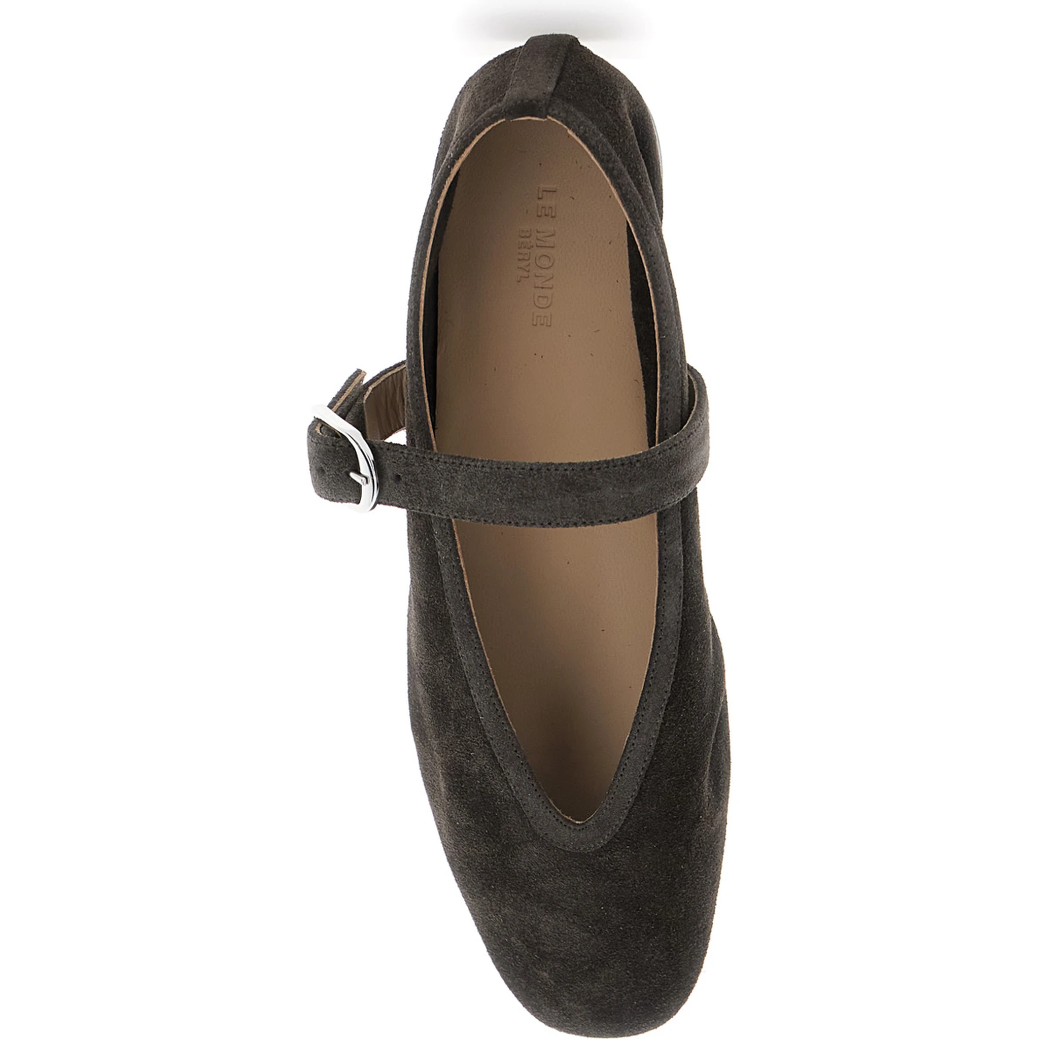 Black Ballet Shoes with Buckle-Strap Closure in Suede Woman