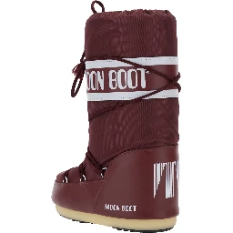 Icon Bordeaux Snow Boots with Maxi Logo Print on the Side in Tech Fabric Woman