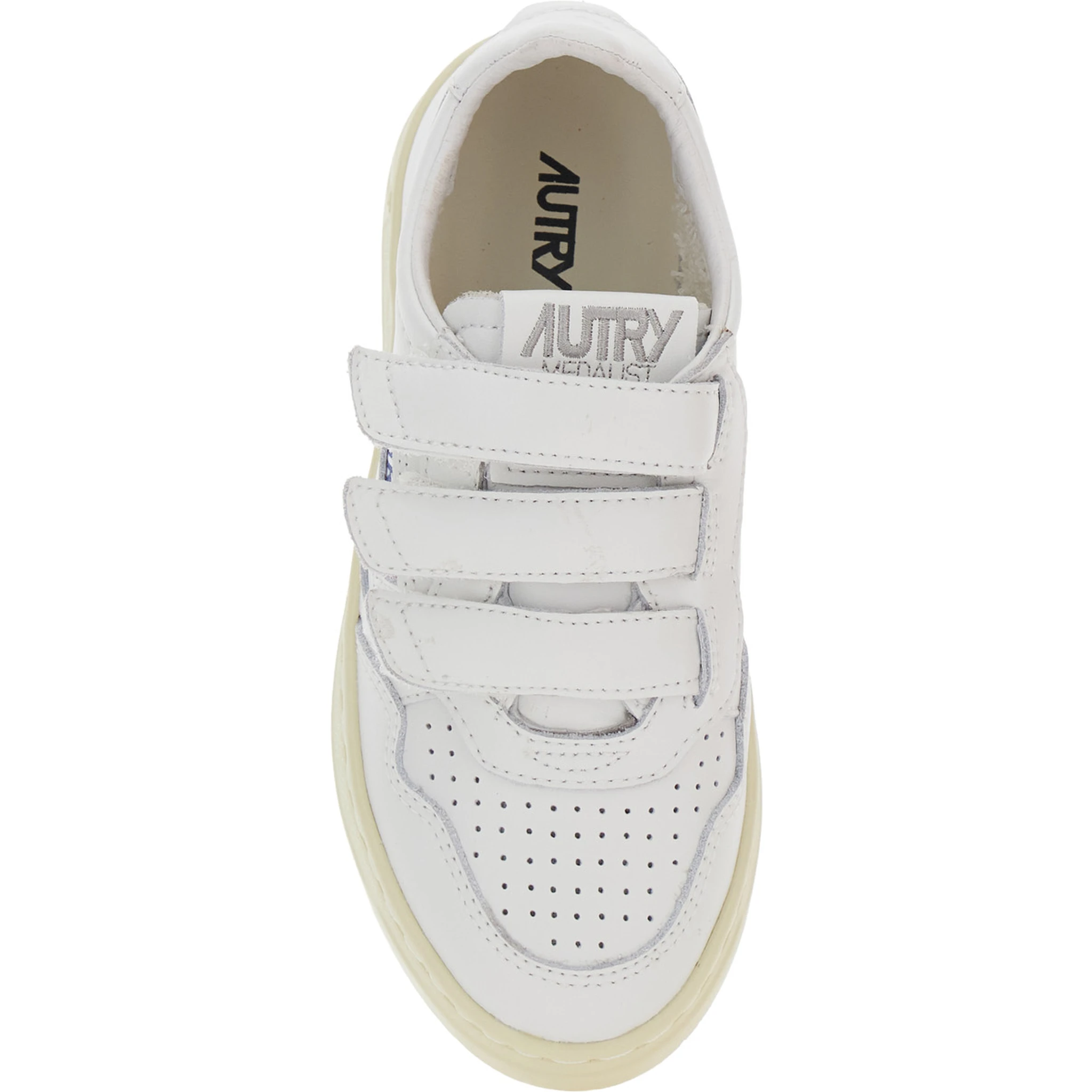 Kidstripes White Low Top Sneakers with Logo Patch on Tongue and Side in Leather Boy