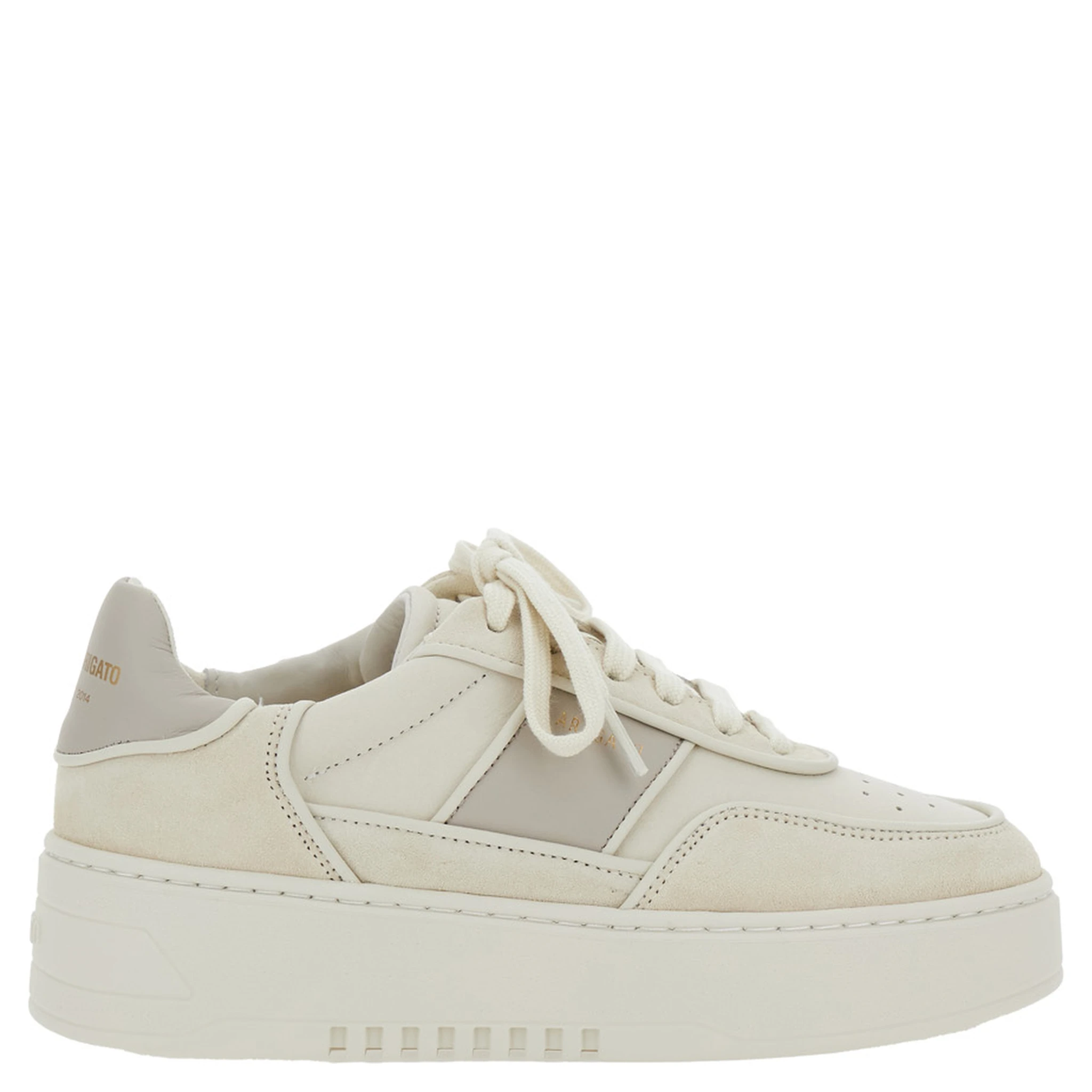 Beige Sneakers with Contrasting Heel with Logo Lettering in Leather Blend Woman