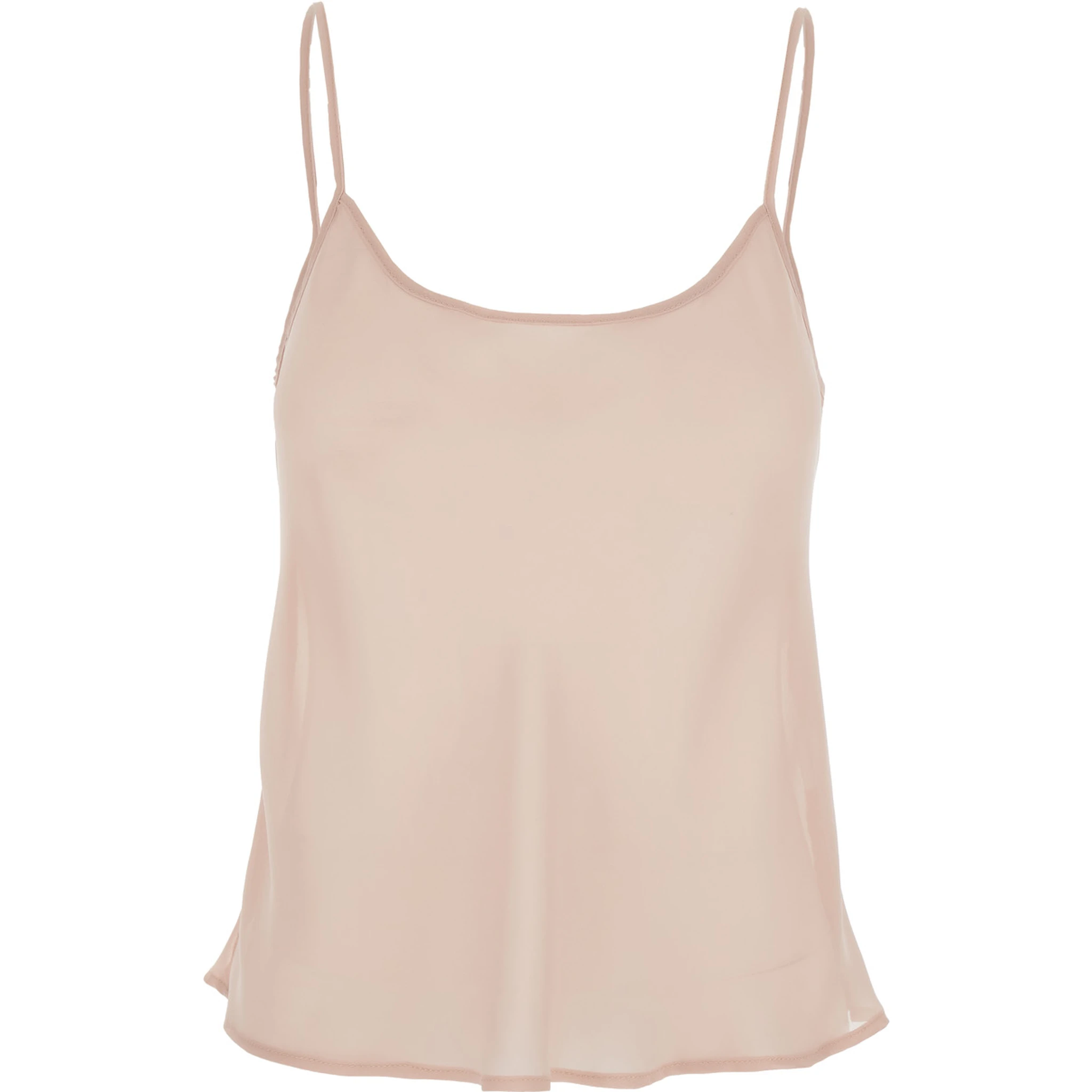 Pink Top with Spaghetti Straps and Square Neck in Fabric Woman