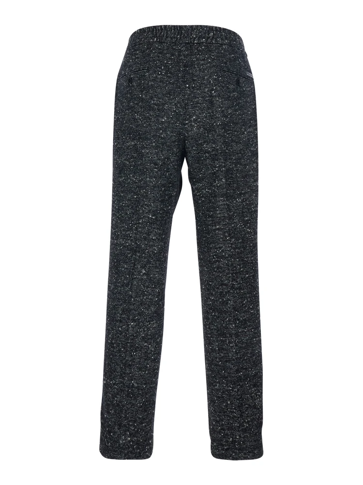 Dark Grey Trousers with Elasticated Waist with Drawstring in Wool Blend Man alternative