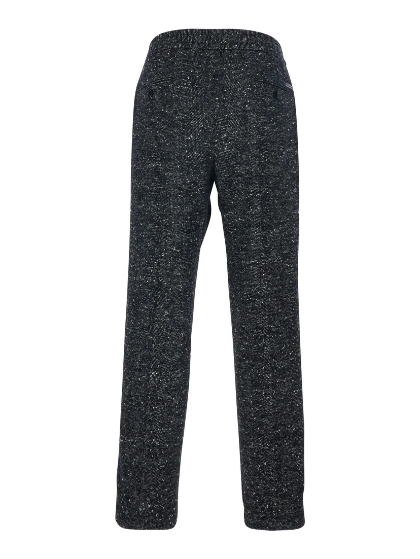 Dark Grey Trousers with Elasticated Waist with Drawstring in Wool Blend Man
