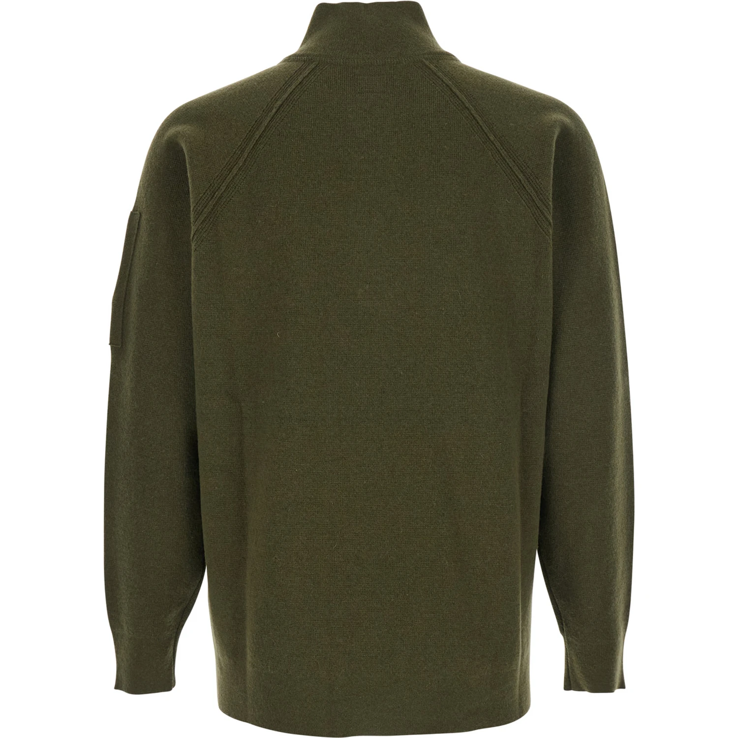 Green Turtleneck Sweater with Logo Plaque on the Sleeve in Wool Man