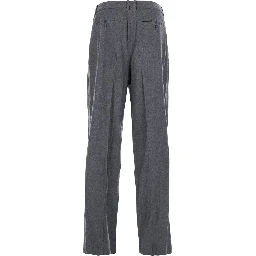 Grey Tailored Trousers with Front Pleats in Fabric Man