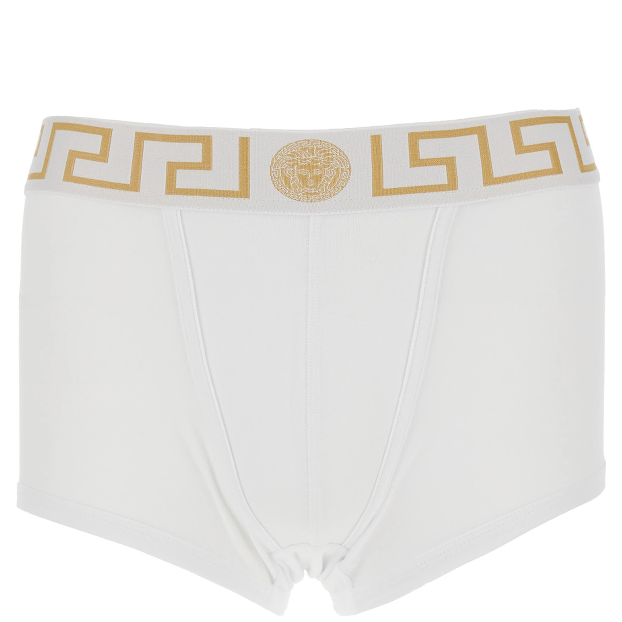 White Slip with Elastic Waist and Greca Motif in Cotton Stretch Man