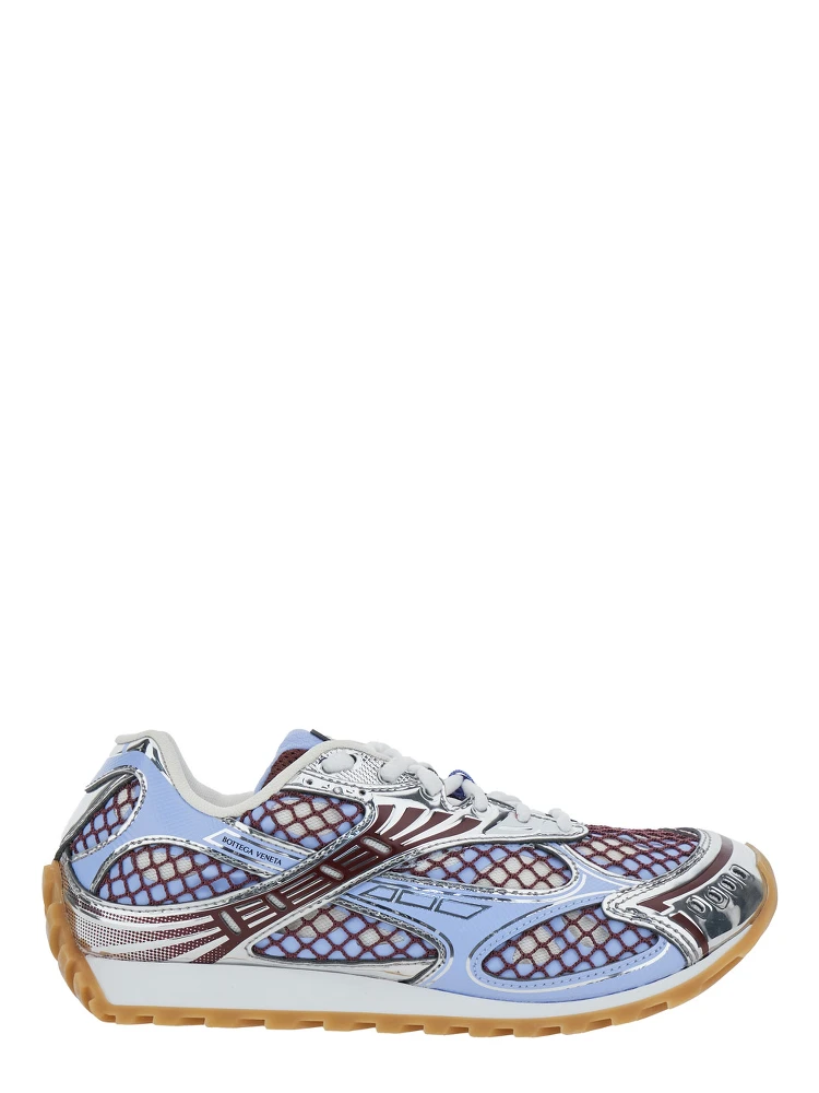 Orbit Blue Running Sneakers with Logo Lettering Print in Tech Fabric Woman