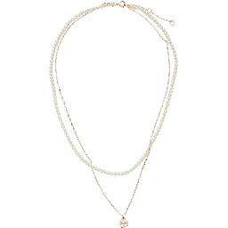 Kira Layered Necklace with Double T Pendant in Brass Blend Woman