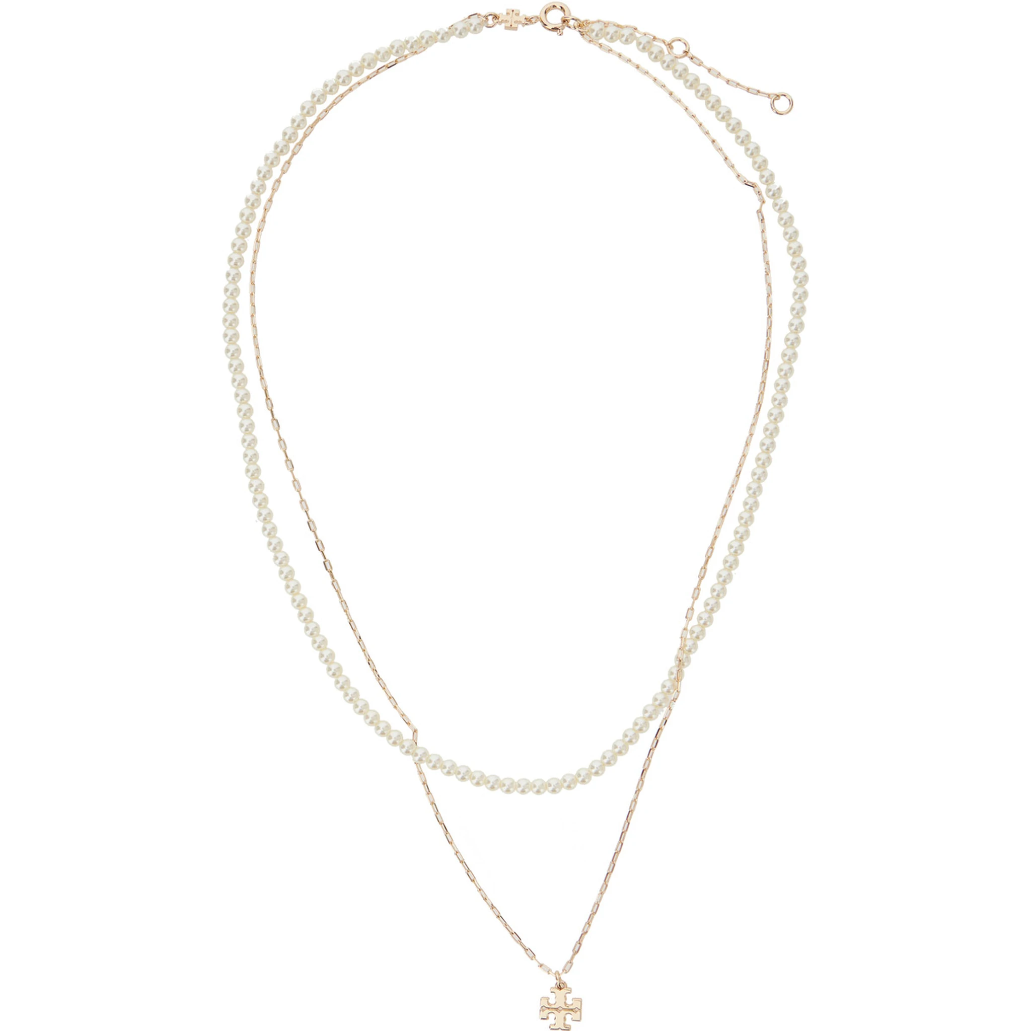 Kira Layered Necklace with Double T Pendant in Brass Blend Woman