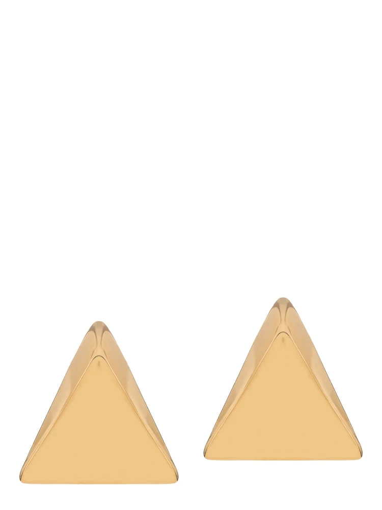 Virtual Metallic Earings with Butterfly Clasp Closure and Triangular Shape  in Gold Plated Bronze Woman