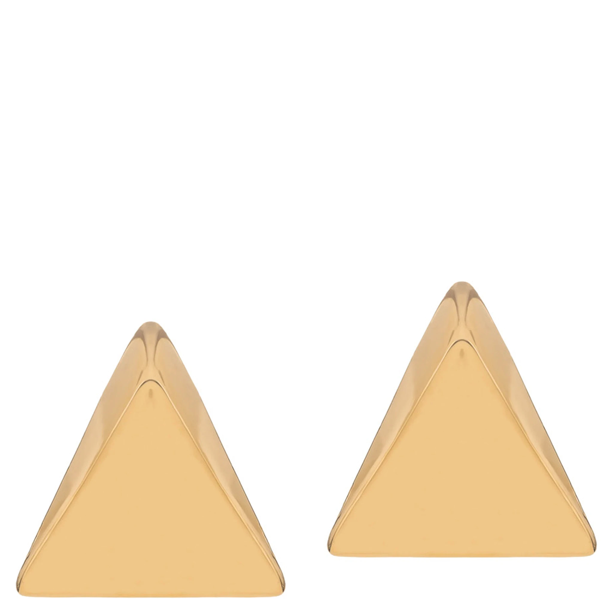Virtual Metallic Earings with Butterfly Clasp Closure and Triangular Shape  in Gold Plated Bronze Woman