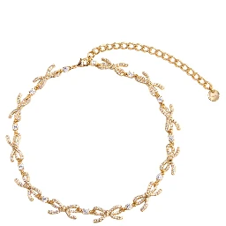 Metallic Necklace with Bow and Crystal Embellishments in Copper and Crystals Woman