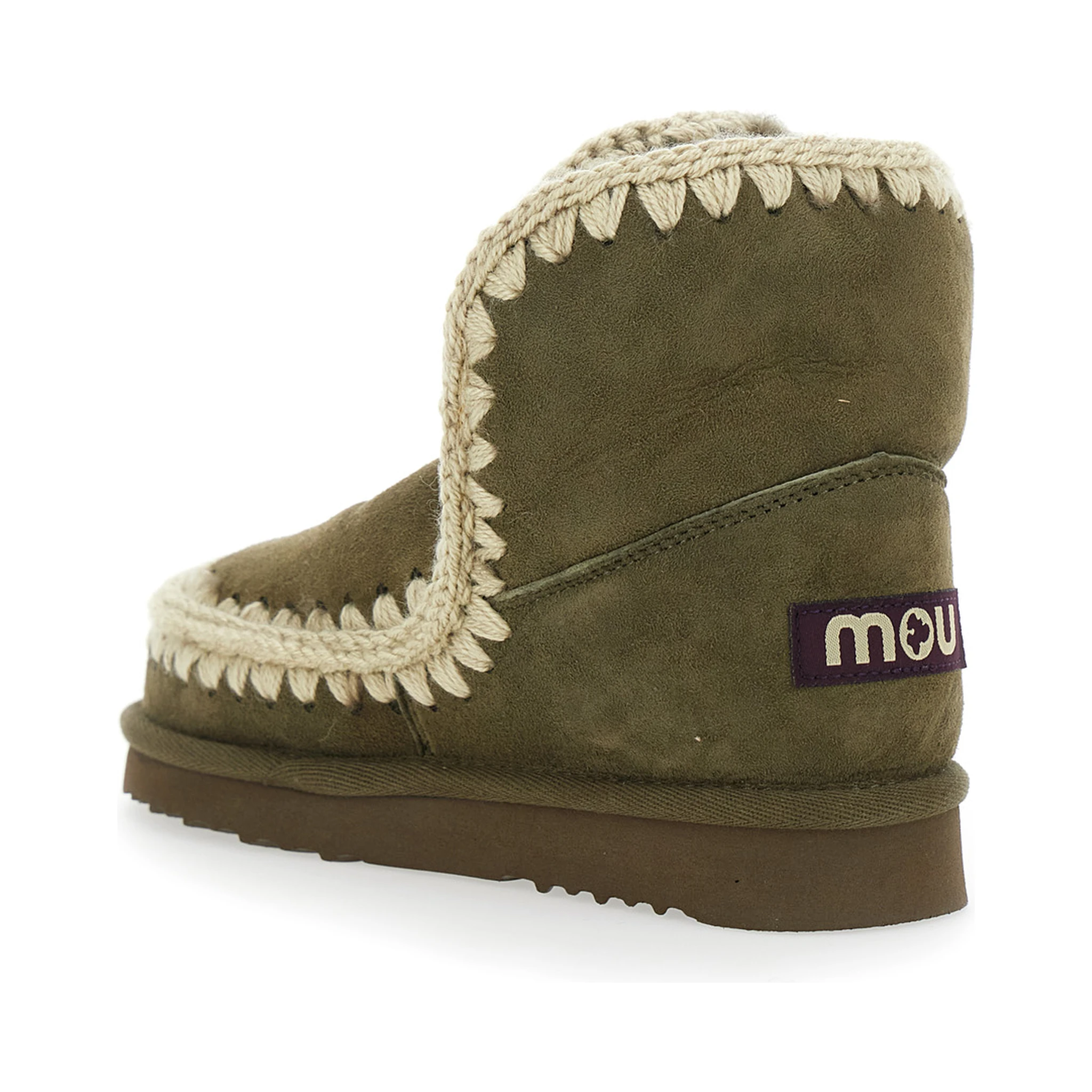 Eskimo Green Ankle Boots with Crochet Details and Logo Patch on the Rear in Suede Woman